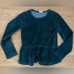 Hanna Andersson Corduroy Velour Peplum Top Girls 8
